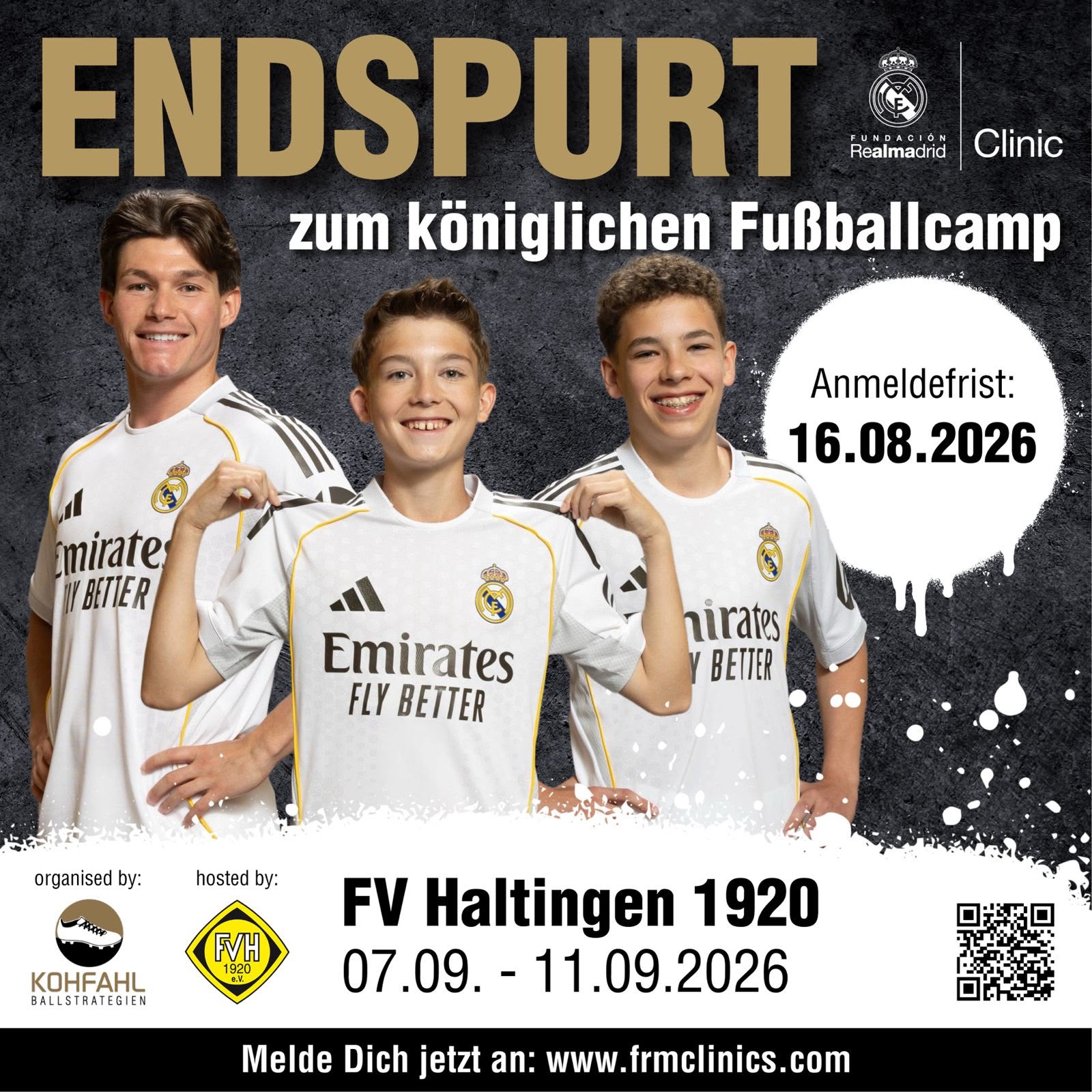 Jetzt für das Fußballcamp der „Fundación Real Madrid Clinic“ im September anmelden!